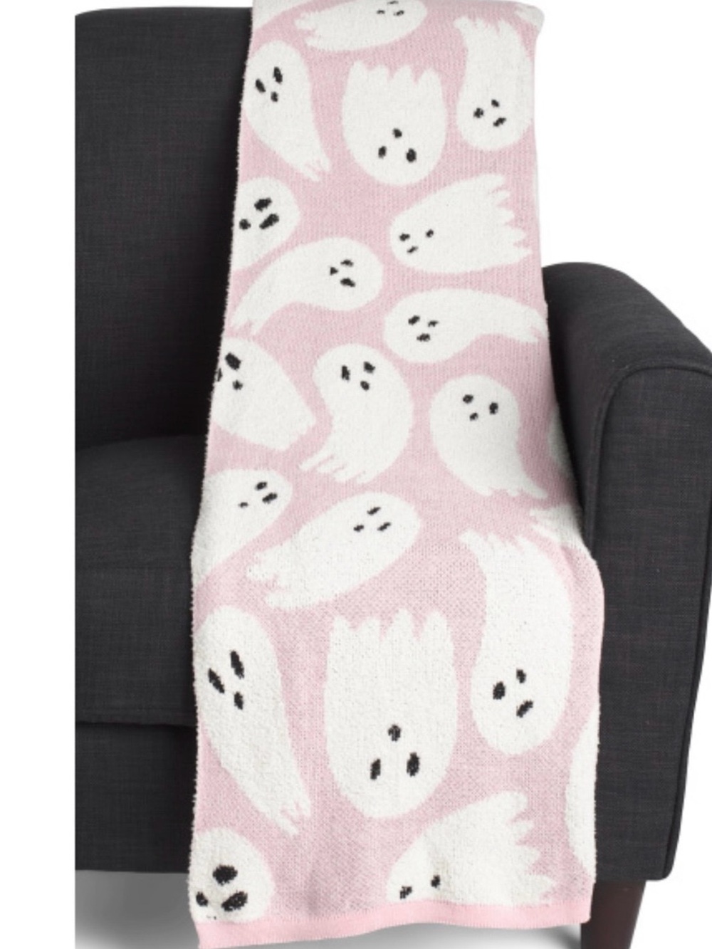Spooky Night Pink Ghost Blanket Halloween 50"x60" White Decorative Throw